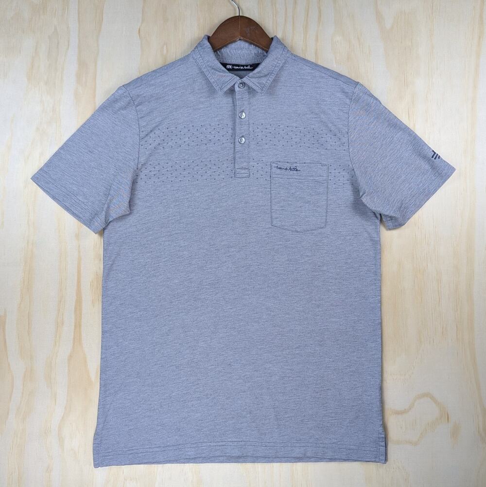 Travis Mathew Men's Medium Polo Shirt Short Sleeve Gray Superstition Mountain